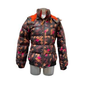 Rossignol JC De Castelbajac Hooded Puffer Jacket Women's Size Medium Black Multi